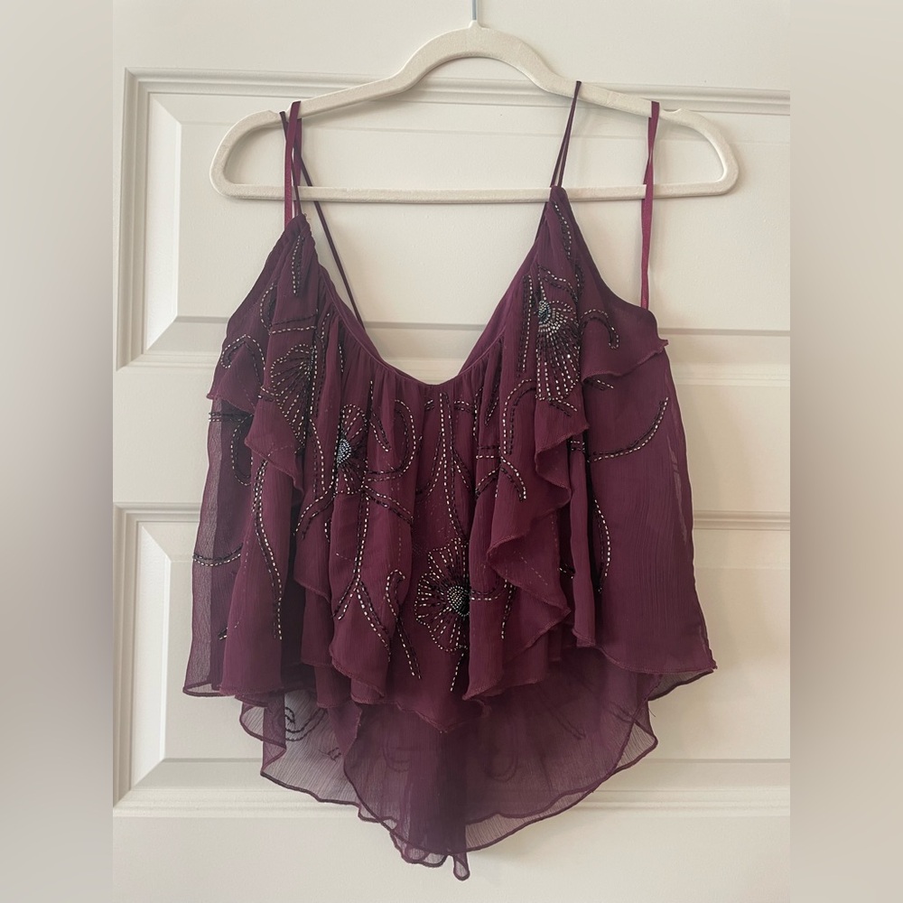 Free people Embellished Plum Camisole Top